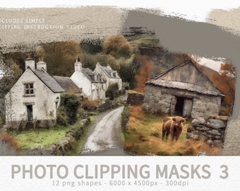 Photo Clipping Masks 3 - Digital Photo Frames - Photo Frame Clipart - Grunge PNG Masks - Distressed Clipping Masks - Transparent PNG Masks
