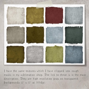 May include: A digital collage of nine textured squares in shades of brown, green, gray, blue, and red. The squares are arranged in a 3x3 grid. The image is 12 inches by 12 inches at 300 dpi.