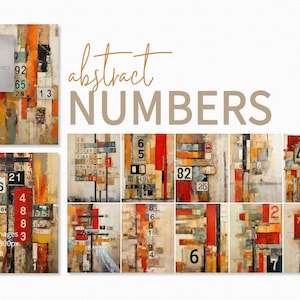 Pinturas de números abstractos - Números de diario basura - Pinturas digitales de números desgastados - Papeles de números imprimibles - Números grunge aleatorios