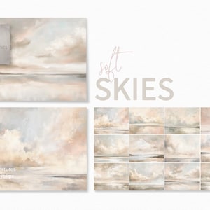 Zachte luchten - Digitale wolkenachtergronden - Textuurwolken - Hemelachtergronden met pasteltextuur - Geschilderde luchten - Zachte wolkenachtergronden