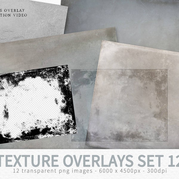 Texture Overlays Set 12 - Transparent Grunge Overlays - Texture Clipping Masks - Photo Editing Overlay - Transparent PNG Textures