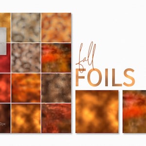 Herbstliche Metallic Hintergründe - Herbstliche glänzende Texturen - Herbstliche schimmernde Texturen - Foil Digital Paper - Warme Farbfolien