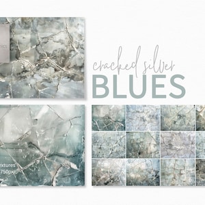 May include: Twelve digital textures of cracked silver paint in shades of blue. Each texture is 5000 x 3750 pixels and 300 dpi.