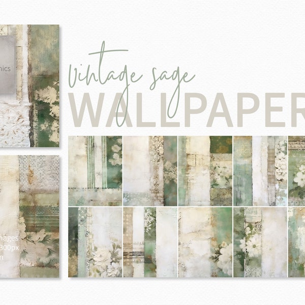 Vintage Sage Wallpaper Paintings - Sage Green Wallpaper Textures - Grungy Sage Green Backgrounds - Pale Sage Grungy Backgrounds