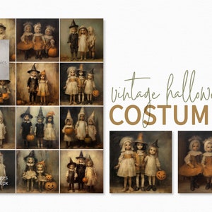 Vintage Halloween Costume Paintings - Halloween Paintings - Halloween Dress-up Paintings - Vintage Halloween Children - Antique Halloween