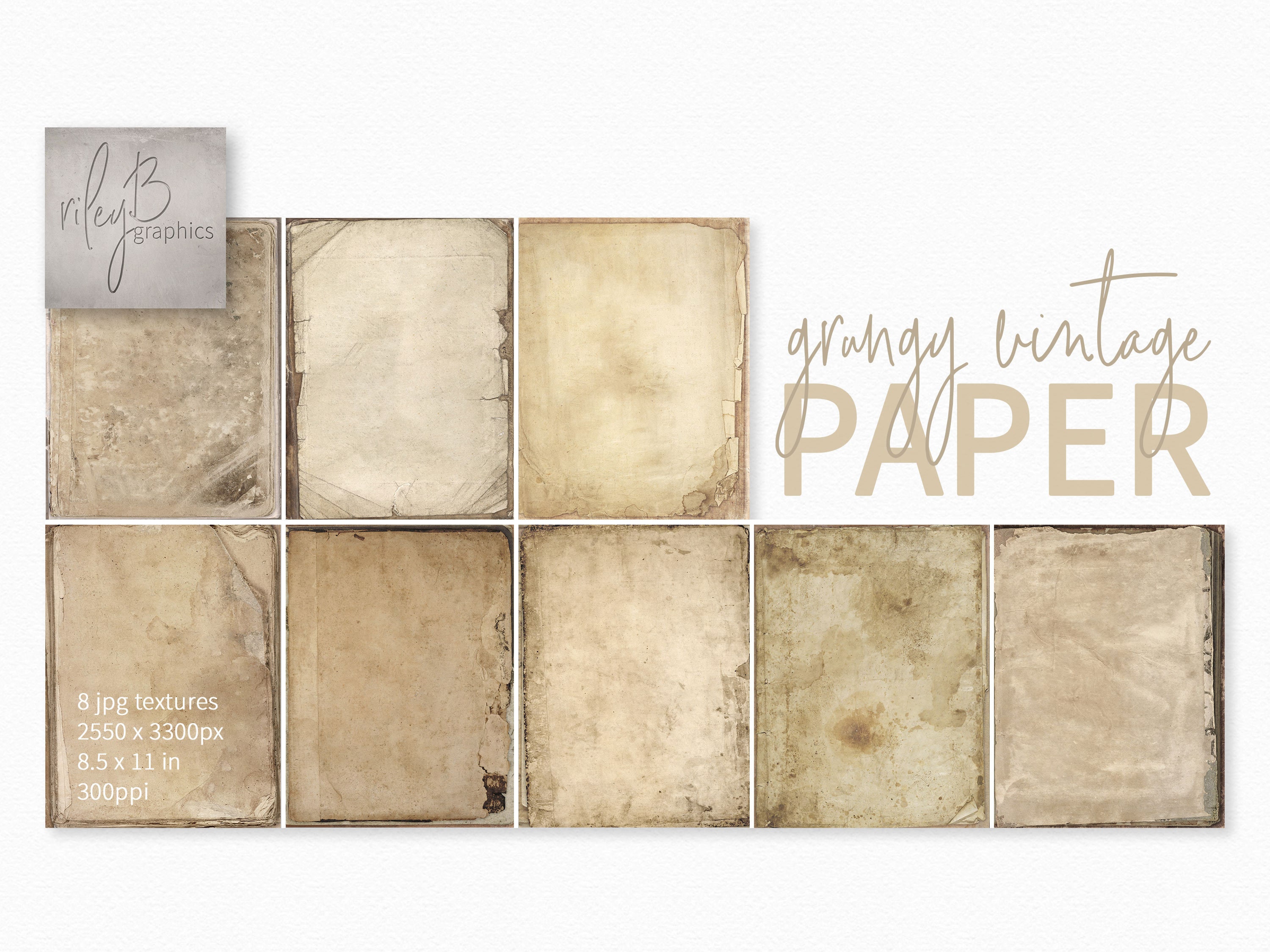 Aged Paper, Old Vintage Printable Paper Pack, Coffee Dyed, Tea Stained,  Junk Journal Paper, Antique, Scrapbook, Collage, Digital Download 