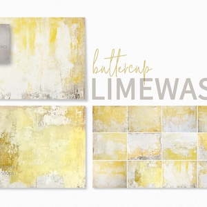 Buttercup Limewash - Lichtgele achtergronden - Oude gele muurtexturen - Zachtgele en witte achtergronden - Gele achtergronden