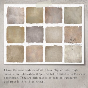 Op de afbeelding: Twaalf digitale papiertexturen in een rasterpatroon. Elk vierkant is een andere bruine tint met een verweerde, textuurlook. De texturen zijn 30,48 cm bij 30,48 cm bij 300 dpi.