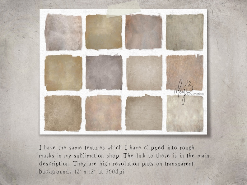 Op de afbeelding: Twaalf digitale papiertexturen in een rasterpatroon. Elk vierkant is een andere bruine tint met een verweerde, textuurlook. De texturen zijn 30,48 cm bij 30,48 cm bij 300 dpi.