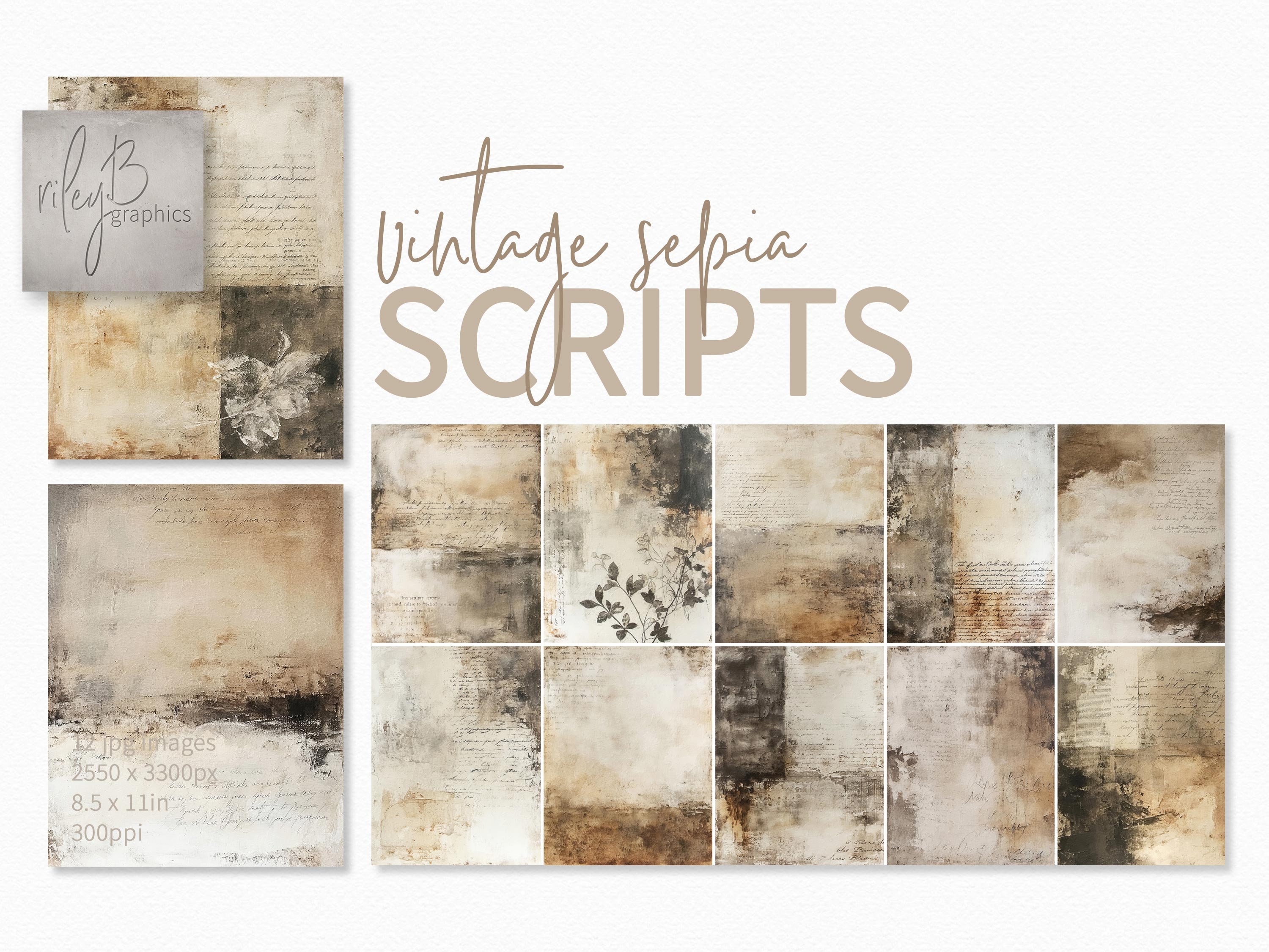 Vintage Sepia Scripts - Weathered Handwritten Text and Grungy Aged ...