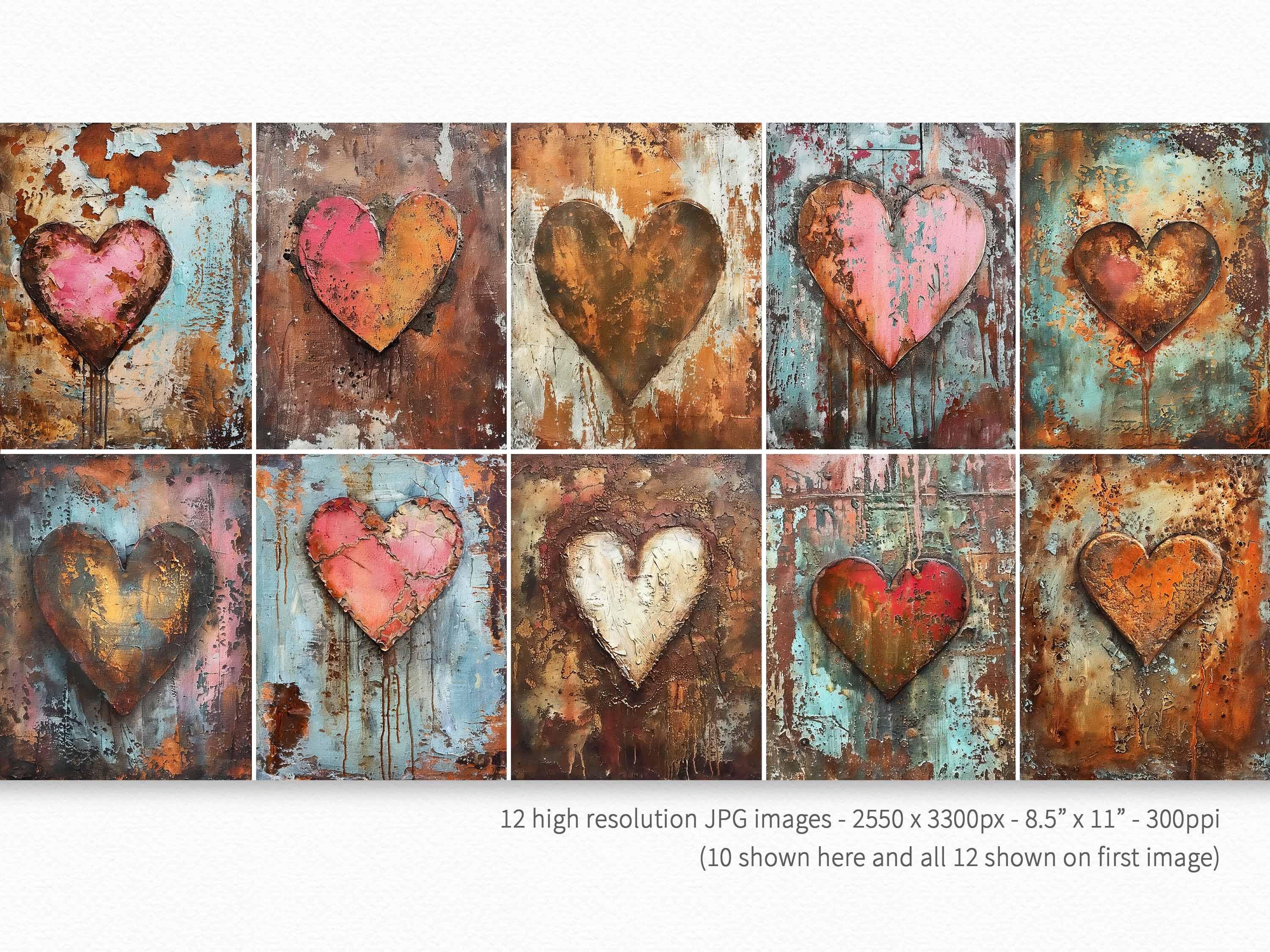 Rust Haert Rusty Painted Hearts 1 – Industrial Heart Wall Art – Distressed Texture ...