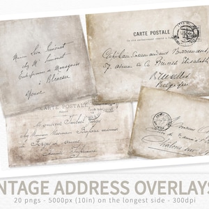 Vintage Adresse Overlay 2 - Vintage Korrespondenz - Vintage Handschrift Overlay PNG - Antike Handschrift PNG Overlay
