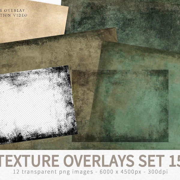 Texture Overlays Set 15 - Transparent Grunge Overlays - Texture Clipping Masks - Photo Editing Overlay - Transparent PNG Textures