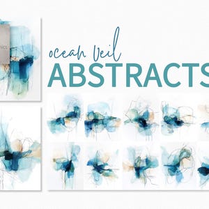 Ocean Veil Abstracts - Coastal Wall Art - Blue and White Prints - Modern Minimalist Artwork - Abstract Watercolor Art - Beach Home Decor