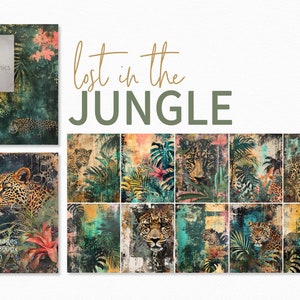 Lost in the Jungle Paintings - Bunte Dschungel- und Leopardenmuster - Lebendige Dschungel-Hintergründe - Journal Hintergründe