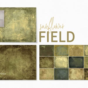 Zonnebloemveld - grungetexturen - vervaagde gele en groene lagen - vintage rustieke overlays - verweerde oude achtergronden - aardetinten