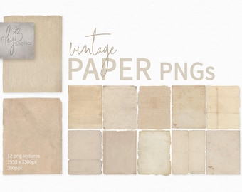 Vintage Paper PNGs - Digital Grunge Paper - Images of Old Paper - Vintage Paper Backgrounds - Distressed Paper Textures