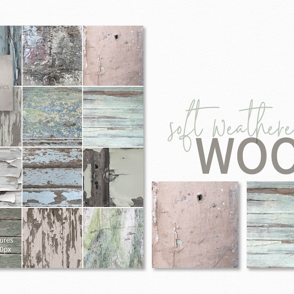 Soft Weathered Wood Textures - Pastel Distressed Wood - Pastel Chippy Paint - Worn Paint Digital Textures - Pastel Rustic Wood Backgrounds