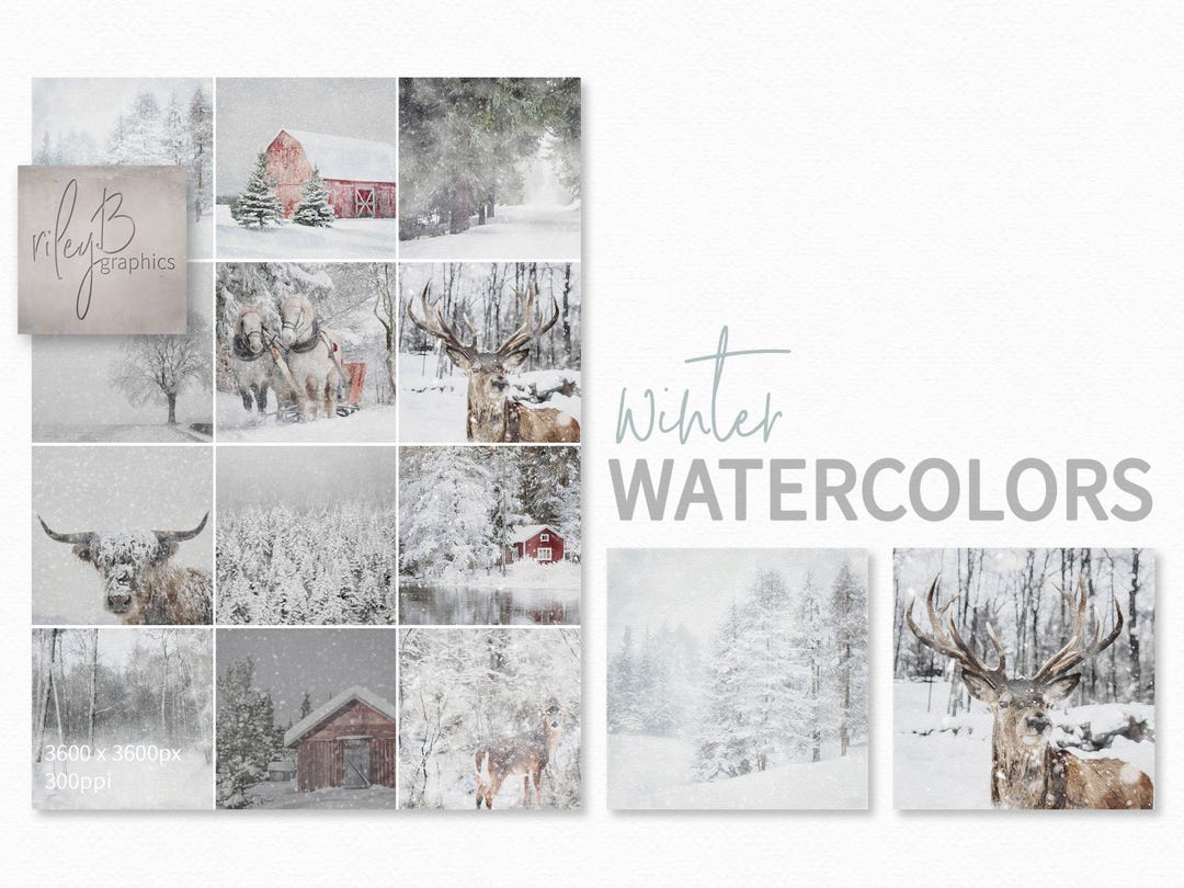 Winter Watercolors – Peaceful Snow Scenes With Forest Paths, Woodland ...
