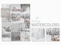 Winter Watercolors \u2013 Peaceful Snow Scenes with Forest Paths, Woodland Animals, Red Barns, and Nordic Landscapes in Soft Painted Style