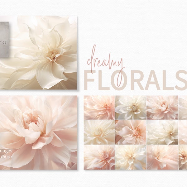 Dreamy Florals - Floral Digital Images - Pink and Cream Floral Backgrounds - Romantic Florals - Translucent Flowers in Soft Shades