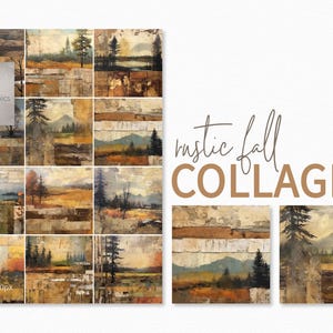 Rustic Fall Collages – Autumn Landscapes – Mixed Media Nature – Warm Vintage Earth Tones – Textured Countryside – Forest Field Printable