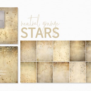 Etoiles grunge neutres - textures étoilées vintage - beige vieilli et or - art céleste patiné - arrière-plans étoiles grunge subtiles