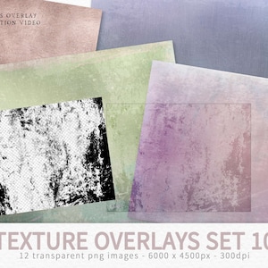 Textuuroverlays set 10 - transparante grunge-overlays - textuuruitknipmaskers - fotobewerkingsoverlay - transparante png-texturen