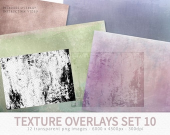 Texture Overlays Set 10 - Transparent Grunge Overlays - Texture Clipping Masks - Photo Editing Overlay - Transparent PNG Textures