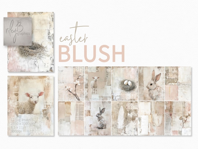 Neutral Rabbit Stuff For Rabbits Easter Blush – Neutral Spring Rabbits – Minimal Pastel Lambs – Rustic ...
