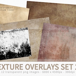 Lot de 20 superpositions de textures - superpositions grunge transparentes - masques de détourage de texture - superposition de retouche photo - textures PNG transparentes