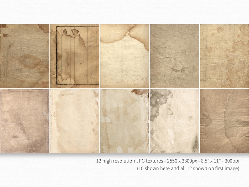 Vintage Stained Paper 1 - Aged Paper Textures - Grunge Creases and ...