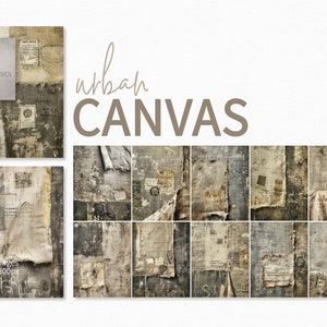 Urban Canvas - Verwitterte Stoff und Papier Texturen - Industrial Grunge Style - Distressed Collage Hintergründe - Vintage Textilschichten