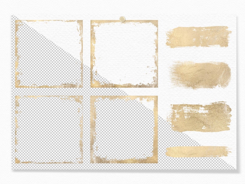 Gold Leaf Borders Overlay Clipart Gold Flake Edges Etsy
