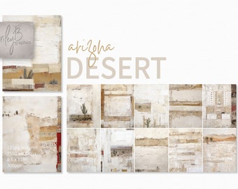 Arizona Desert Collage Paintings - Junk Journal Collages - Neutral Texture Collage Paintings - Mixed Media Pale Colored Collages