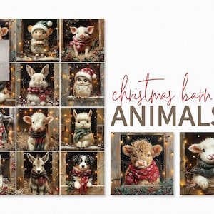 2 weihnachtliche Stalltiere - Winter Babytiere - Scheunenhoftiere zu Weihnachten im Märchenlichtstall - Babytiere in gemütlichen Strickschals