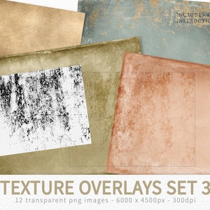 Textuuroverlays set 3 - transparante grunge-overlays - textuuruitknipmaskers - fotobewerkingsoverlay - transparante png-texturen