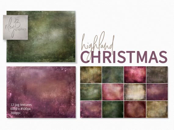 Highland Christmas – Rustic Grunge Texture Backgrounds – Green Red Gold Digital Backdrops – Vintage Highland Color Palette Set