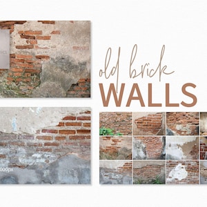 Old Brick Walls - Weathered Urban Surfaces - Exposed Brick and Plaster - Distressed Textures - Vintage Brick Textures - Brick Wall Backdrops