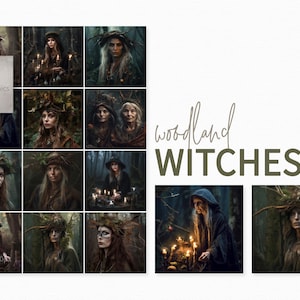 Peintures numériques Sorcières des bois - Sorcières des forêts - Sorcières mystiques - Sorcières fantastiques - Belles sorcières - Images de sorcières - Moody Witches