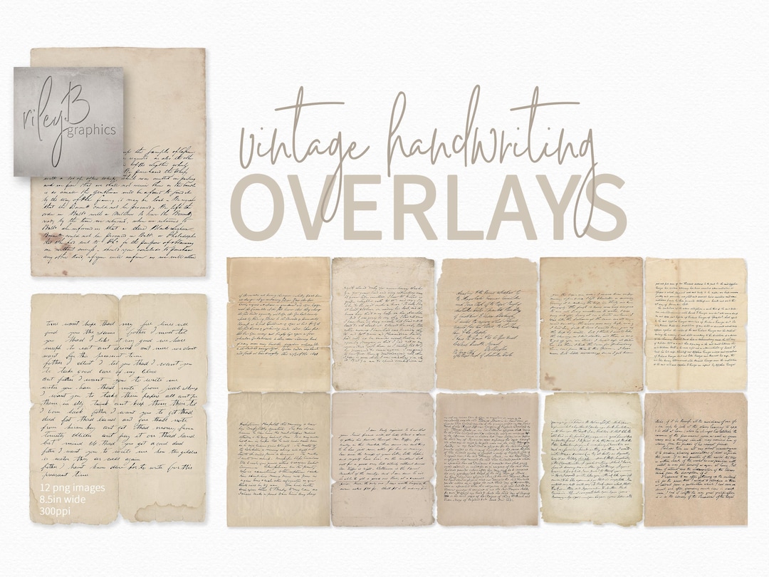 Vintage Handwriting Overlays - Antique Script - Historic Document Text ...