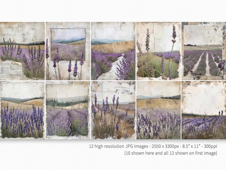 Rustic Lavender – Vintage French Lavender Fields – Soft Purple Pastel Landscapes – Antique Textured Overlays – Romantic Countryside Views image 2