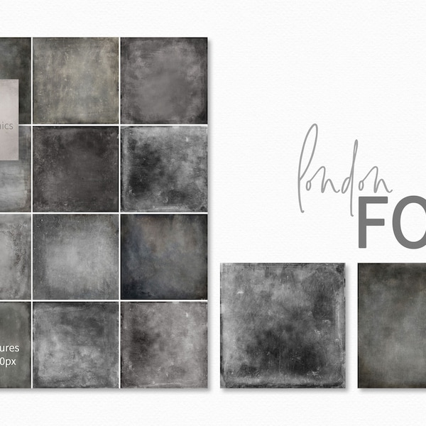 London Fog Textures - Monochrome Backgrounds - Digital Backgrounds - Photo Overlays - Grunge Textures - Black and Grey Textured Backgrounds