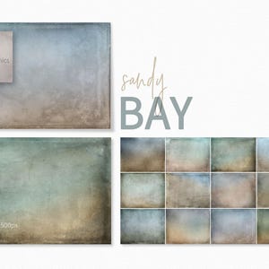 Sandy Bay - Textures côtières atténuées - Superpositions de grunge doux - Couches pastel patinées - Arrière-plans bleu maussade et taupe - Surfaces décolorées