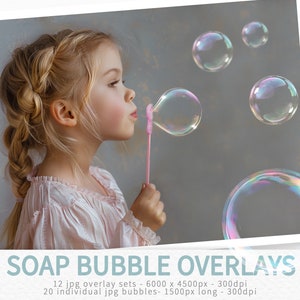 Soap Bubble Overlays - Realistic Soap Bubbles - Photoshop Overlays - Blowing Bubbles - Editable Bubbles - Rainbow Bubbles
