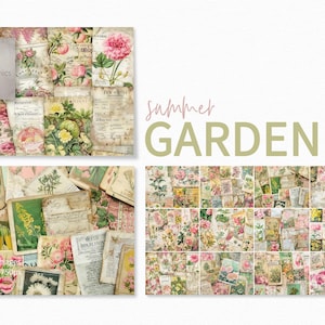 Collages de jardines de verano - Collages de semillas de flores y tarjetas - Collages de texturas de verano - Collage floral de primavera