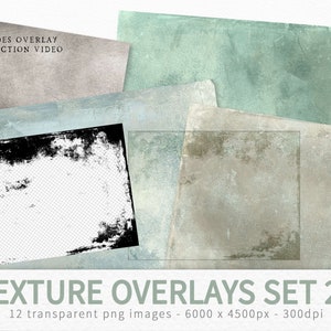 Lot de 21 superpositions de textures - superpositions grunge transparentes - masques de détourage de texture - superposition de retouche photo - textures PNG transparentes