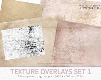 Texture Overlays Set 1 - Transparent Grunge Overlays - Texture Clipping Masks - Photo Editing Overlay - Transparent PNG Textures