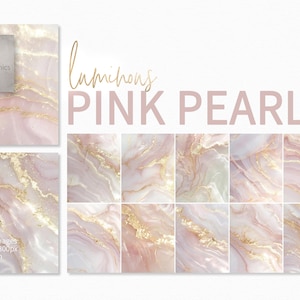 Perla rosa luminosa - Dipinti di perle rosa e oro - Sfondi con texture in madreperla rosa tenue - Sfondi con effetto marmo rosa oro