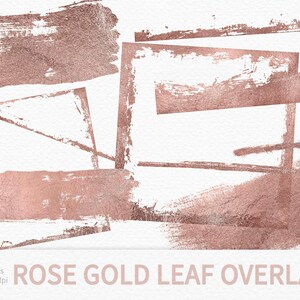 Bladgoudranden overlays - elegante metalen accenten - roségouden kaders op transparante achtergrond - subtiele penseelstreken